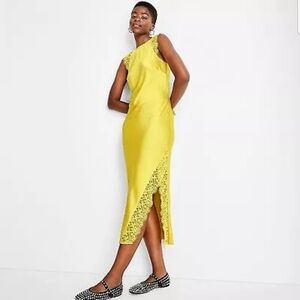 Women's Sleeveless Lace Trim Ankle Dress - Future Collective Yellow